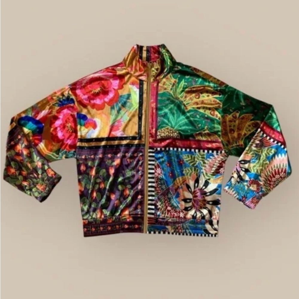 FARM RIO Mix Scarves Multi ~Pattern Vibrant Patchwork Jacket